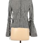 Hippie Laundry 104.  Embroidered,
Flower Bell Sleeve Gingham Check
Blouse Photo 3