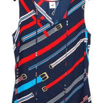 CAbi  Hold Up Top Sleeveless Blouse Women’s M Scarf Print Preppy Old Money Office Photo 0