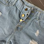 NC Women’s Summer Perforated Shorts Elastic Raw Button Casual Loose Denim Shorts Blue Size M Photo 2