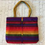 Colorful Embroidered Large Rainbow People Zipper Tote Bag Unbranded NEW Red Photo 3