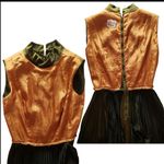 Vintage Betty Hartford glam glitter metallic gold dress with pleated skirt & removeable belt (see measurements) Photo 7