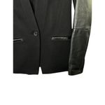 Madewell  Black Leather and Twill One Button Blazer Women's Size 0 Photo 4