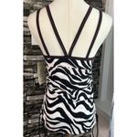 CLEARANCE Tankini Med NWT Cross Front Zebra Ruched w/ Ties Beach Pool Lake Vacay Black Photo 4