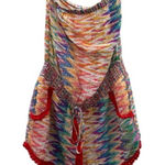 Charlie Jade 100% Silk Multicolor Ikat Print Strapless Romper Size S Photo 0