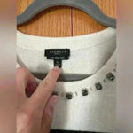 Talbots Merino Wool Short Sleeve Tee Style Sweater Color Block Jewel Trim Photo 3