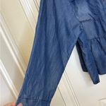 Angela Mara Chambray Denim Jacket Ruffle Hem Lightweight Feminine Casual Layer L Blue Size L Photo 2