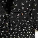 Jaclyn Smith Heart Print Roll Sleeve Blouse (Black) - Medium Photo 5
