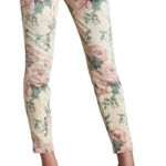Current/Elliott  Floral Print‎ Cream Pink Cropped Ankle Skinny Jeans size 27 Photo 0