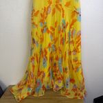 SALONI Silk Floral Dress Womens Size 2 Yellow RITA Flowy Ruffle Midi Dress * Photo 4