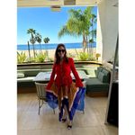 THEBE MAGUGU Red Gradient Asymmetric Pleated Cocktail Collared Chiffon Dress M Size M Photo 7