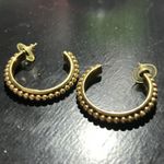Oscar de la Renta Vintage  Signed 1990's 1-7/8" Gold Tone Textured Hoop Earrings Photo 1