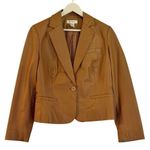 Newport News  Vintage Y2K 100% leather tan blazer jacket 10 Photo 0