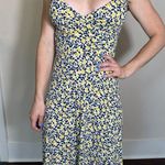 Boden USA Boden Willa Floral V-Neck Jersey Dress Blue Yellow Dots Size 4 Photo 1
