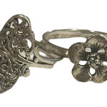 Silver Tone 2 Piece Floral Design Flower & Filigree Ring Set Sz 8.5 Euro 58 Photo 0