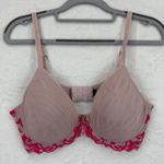 Natori Bra 36D Pink Lace Trim Underwire Tulle Full Coverage Size undefined Photo 0