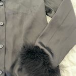 Linea Donatella Línea Donatella Black Satin Fur Trim Pajama Top Photo 7