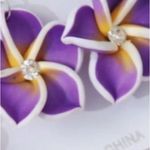 Purple and Yellow Floral‎ Earrings Photo 1