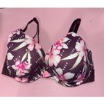 Victoria's Secret  PINK Bra Women's 34DD Plum Purple Floral T-shirt Lightly Lined Photo 1