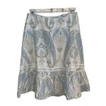 Y2k split cotton light blue paisley skirt w/ ruffle hem and ribbon detail . Size M Photo 1