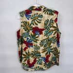 Hilo Hattie Hawaiian Sleeveless‎ Button Front Tropical Floral Print Top Size L Tan Size L Photo 4