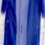 Blue Sheer Maxi Cardigan Size L Side Slits 3/4 Sleeves Photo 0