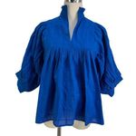 Never A Wallflower High Neck Top Purple Windowpane Cotton Blue Size XS Photo 0