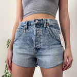 Free People high waisted mid blue raw hem shorts NWT size 26 Photo 0