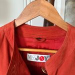 Vintage Crimson Rust Red Suede Leather Bomber Jacket Size L Photo 8