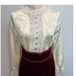 Vintage 11 12 Velvet Blazer Skirt Suit Burgundy 60s 70s Lace Blouse 3 Piece Maxi Red Photo 7