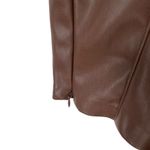 Maniere De Voir  Vegan Faux Leather Brown Ribbed Patent Leggings Moto NWT size 12 Photo 7
