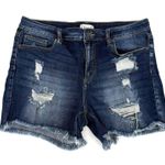 Cello Distressed High Rise Womens XL Jean Shorts Denim Dark Wash Frayed Ripped Photo 0