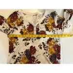 Floral Waffle Knit Henley Top M Soft Cozy Fall Colors Long Sleeve Tee White Size M Photo 4