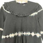 Steph Black Denim Tie Dye Baby Doll Long Sleeve Exaggerated Collar Dress XS/S Photo 1