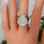 Boho Silver White Buddha Ring Size 7 Photo 0