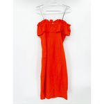 Monique Lhuillier ML Ruffled Faille Red Orange Strapless Midi Dress Size 6 Photo 5
