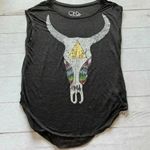 Chaser Womens cow skull Boho Tribal Aztec Graphic Print Skull Tank Top … Photo 0