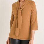 Chico's S Removable Neck Scarf English Toffee Brown Tie Neck Pullover Sweater Photo 0