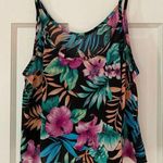 Kona Black Tropical Print Tank Top Photo 0