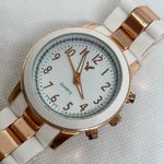 AEO Watch Rose Gold & White tone 40mm Round case watch quartz size 6.5” running Photo 1