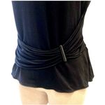 Armani Collezioni Armani black stretch sleeveless top, ladies 10 gathered drape belt detail knit Photo 3