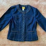 Darling Womens Ruby Rd Jean Jacket 6 Petite Blue Dark Denim Braided Edge Grommet Photo 0