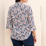 ASTR  Button Front Flare Sleeve Blouse in Leopard Print Blue White Pink Rust - L Photo 1