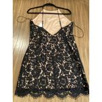 ASTR  lace open back mini cocktail halter mini dress black nude scalloped hem L Photo 11