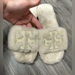 Tory Burch  Double T Shearling Slides Cream 8 Photo 4
