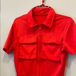 Red Short Sleeve Utility Romper Photo 1