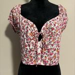 Aeropostale NWT Pink and White Floral Cinched-Front Crop Top size XL Photo 0