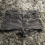 American Eagle Super Stretch Black Raw Hem Denim Jeans Shorts Shortie Size 0 Photo 2