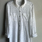 Eddie Bauer 🤍 White Sheer Print Button Down Shirt with Cuffs Photo 0