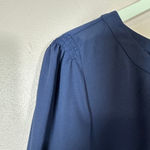 New York & Co. Navy Bitton 3/4 Sleeve Blouse, Size Large Photo 4