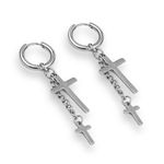 Cross dangle drop earrings for men women streetwear unisex hip hop style Silver Photo 0